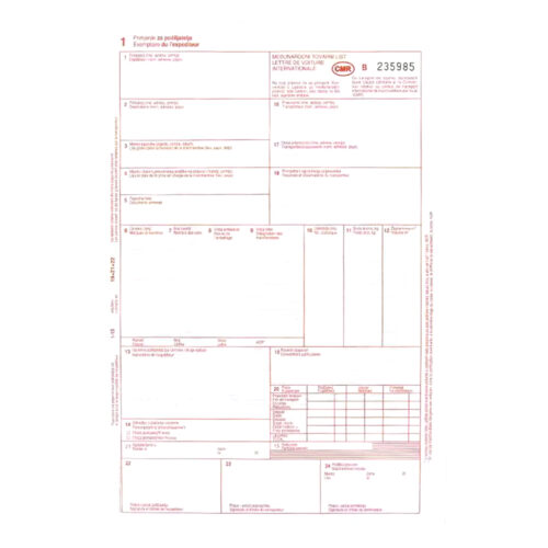 US-XIII-29/NCR Međunarodni tovarni list CMR, 1+6 listova