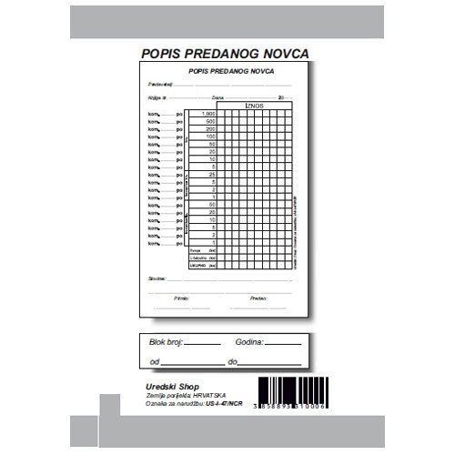 US-I-47/NCR Popis predanog novca