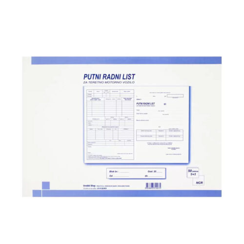 US-VI-26/NCR Putni radni list za teretno motorno vozilo, 2x50 listova